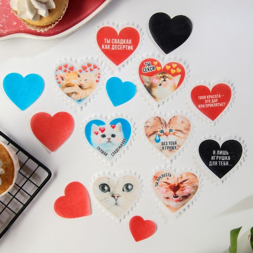 Вафельные картинки съедобные Котики для капкейков, торта KONFINETTA, 15 шт. - Simaland фото 3