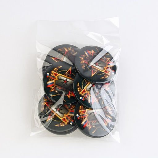 Цена за 10 шт. Значок закатной 23 февраля, d=5.6 см