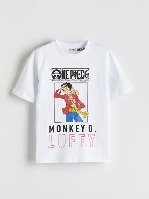 Bisiklet Yaka One Piece Bask?l? Erkek ?ocuk Ti??rt