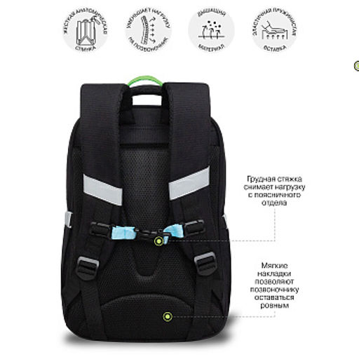 RAn-589-3 Рюкзак школьный с чехлом для мелочей - Grizzly фото 16