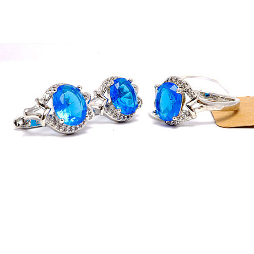 Комплект ювелирной бижутерии коллекция Дубай кольцо и серьги с топазами и фианитами