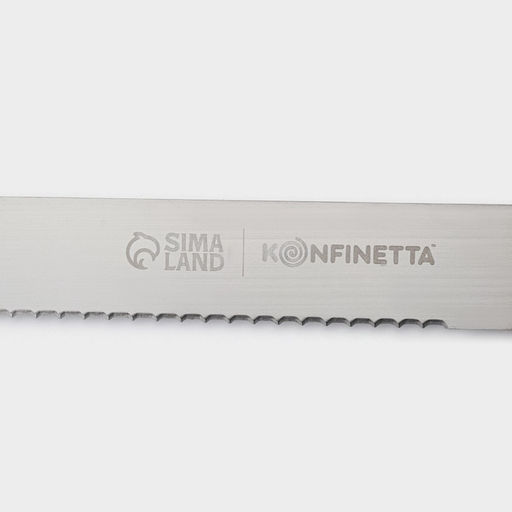 Нож для бисквита крупные зубцы KONFINETTA, длина лезвия 35 см, деревянная ручка фото 4