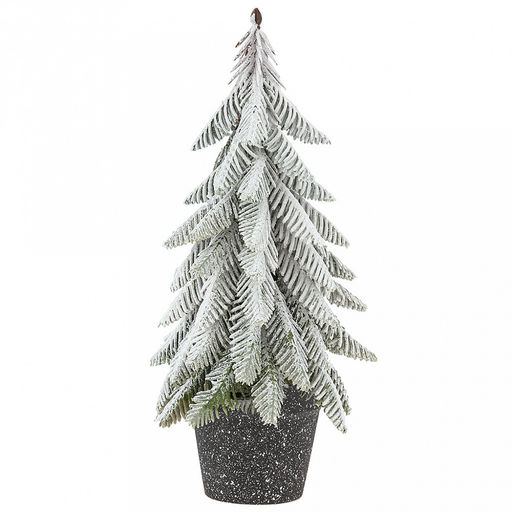 Елка искусственная "Снежная" h28,5см, настольная, в горшке, пластик, зеленый/белый (Россия)