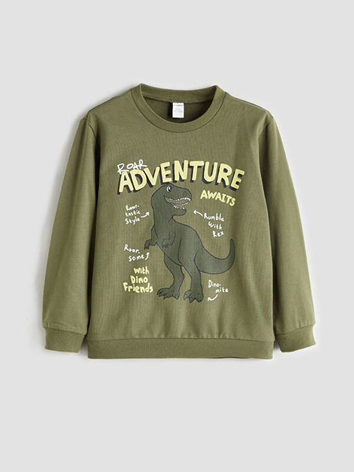 Dinazor Bask?l? Erkek ?ocuk Sweatshirt ve E?ofman Alt 2li
