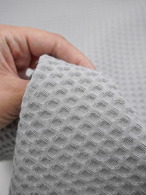 Вафельное премиум-полотно "Italy" цв.Пепельный, ш.1.5м, хлопок-100%, 240гр/м.кв