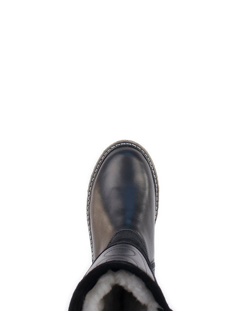 Монголки женские на войлочной подошве., Черные. Кожа. Молния. Подклад овчина.