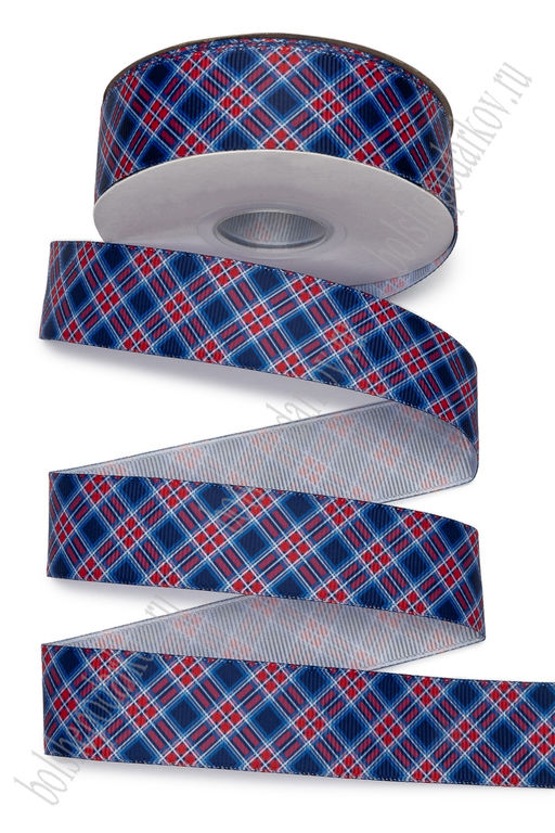 Лента репсовая 2,5 см*25 ярд с рисунком "Клетка" SF-7223, №286