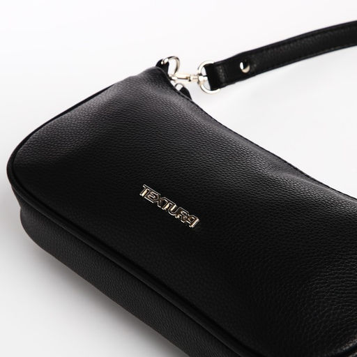 Сумка женская багет TEXTURA на молнии, 26×4×14 см, чёрная