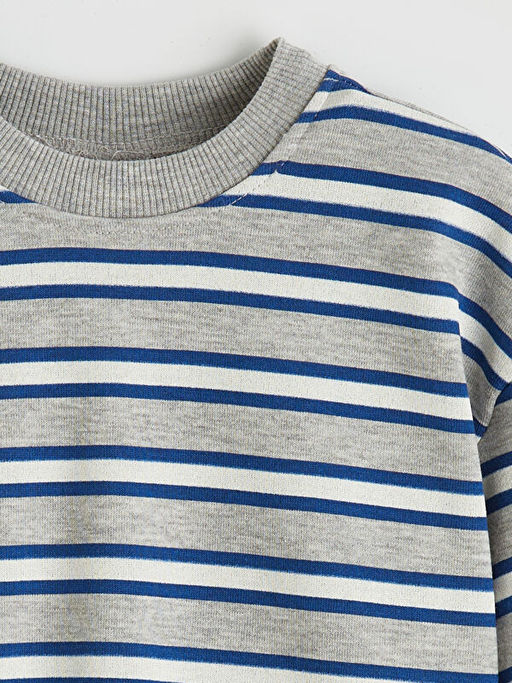 Bisiklet Yaka ?izgili Erkek ?ocuk Sweatshirt