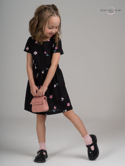 Платье Лето тюльпаны на черном