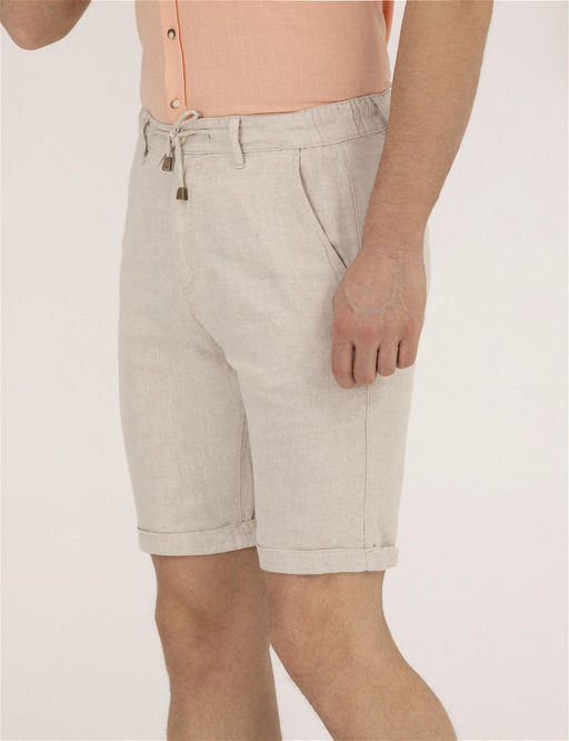 Bej Slim Fit Keten Kar___ml_ Beli Lastikli _ort - Pierre cardin фото 6