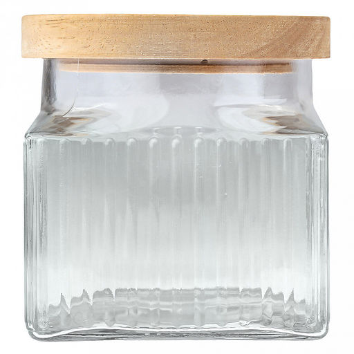 Банка стеклянная прижимная крышка Эстет 900мл, 11х11см h11см, деревянная крышка с уплотнителем, д/горла - 9,5см, основание - 10,3х10,3см, цветная коробка (Китай) - Домашняя мода фото 2