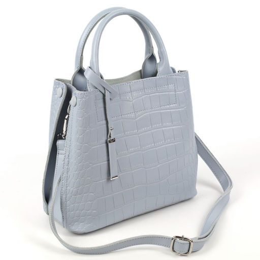 Женская кожаная сумка с ручками под крокодила 1546-200 Голубой - Cidirro фото 2