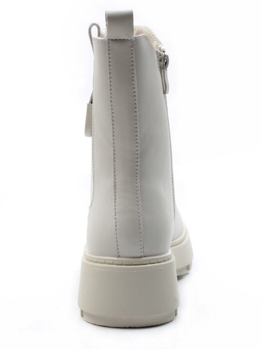 01-PCX55-2 WHITE Ботинки демисезонные женские (натуральная кожа, байка)