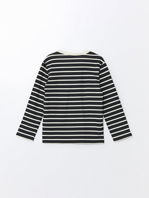 Bisiklet Yaka Uzun Kollu Erkek ?ocuk ?izgili Ti??rt