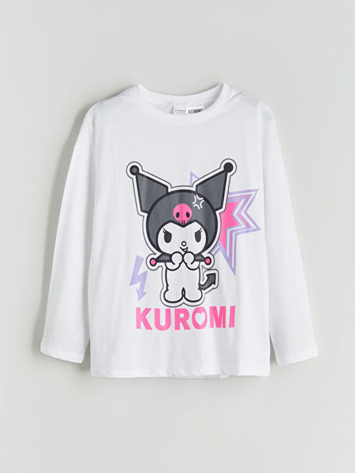 Bisiklet Yaka Kuromi Bask?l? K?z ?ocuk Pijama Tak?m?