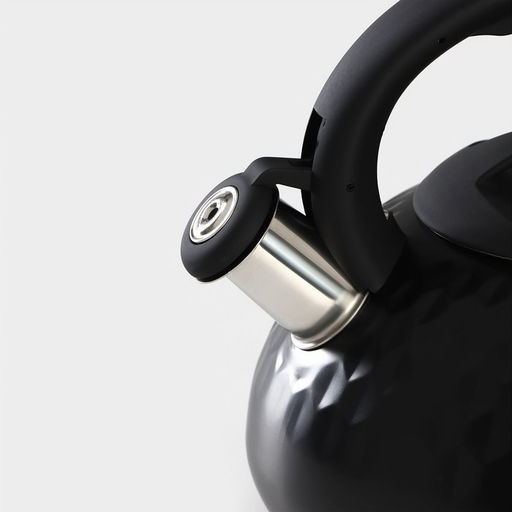 Чайник Magistro Glow, 3 л, со свистком, ручка soft-touch, индукция, нержавеющая сталь, чёрный