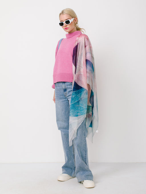 Большой, мягкий, тонкий и очень нежный двусторонний палантин с рисунком в стиле арт-деко - Tantino фото 3