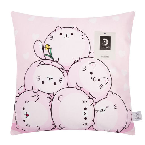 Наволочка декоративная Этель Котики 40х40 см, 100% п/э, велюр  фото 5