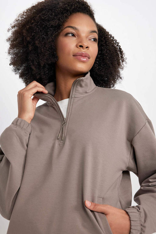 DeFactoFit Спортивная толстовка стандартного кроя с воротником-стойкой  фото 5