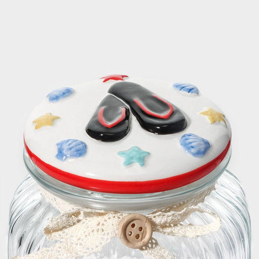 Банка для сыпучих продуктов Доляна Пляж, 600 мл, 1112.5 см, с керамической крышкой, стекло, прозрачная  фото 5