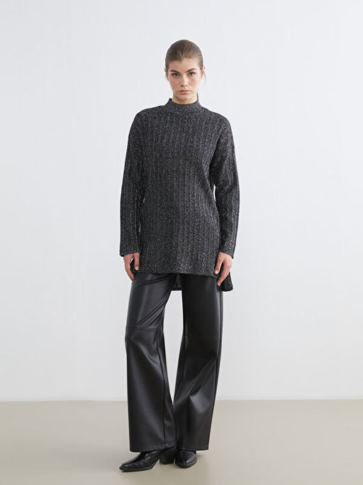 Yar?m Bal?k?? Yaka Kad?n Triko Tunik