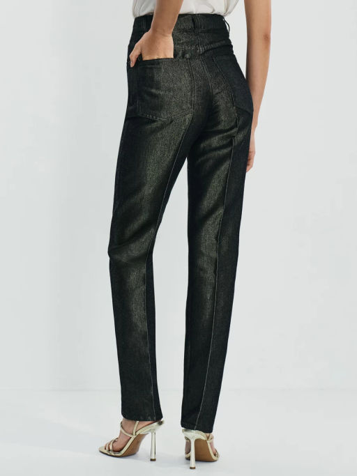 Джинсы зауженные PIPE-STRAIGHT с высокой посадкой с люрексовой нитью / Zarina