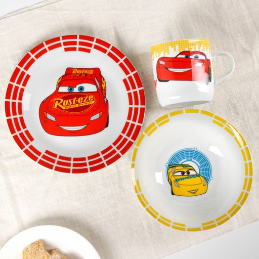 Набор посуды, 3 предмета: тарелка 16,5 см, миска 14 см, кружка 200 мл, Тачки - Disney фото 5