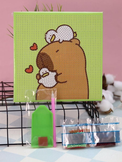 Алмазная мозаика на подрамнике Draw Me! Dreamy capybara, (20*20 см)