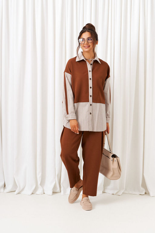 Костюм Beautiful Free 6438 миндаль+серая полоска