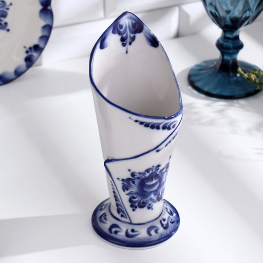 Салфетница фарфор «Эффект», 8×7.5×17.5 см, гжель