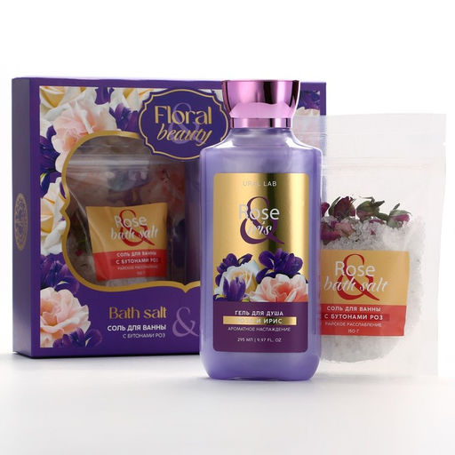 Подарочный набор URAL LAB, гель для душа 295 мл и соль для ванны с бутонами роз 150 г  фото 2