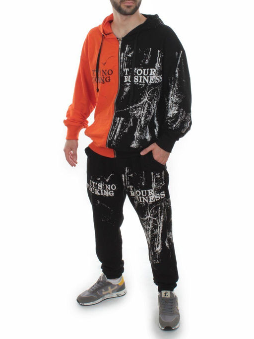 2630/7349 BLACK/ORANGE Костюм спортивный мужской (75% хлопок, 20% полиэстер, 5% спандекс) - Fashion фото 4