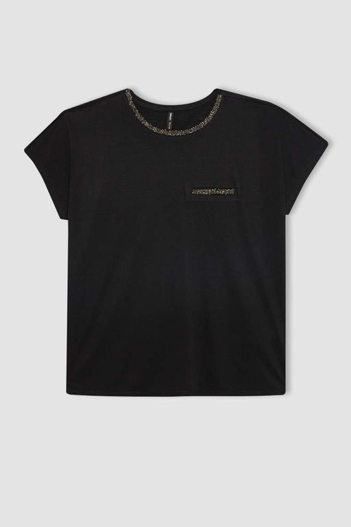 Футболка с круглым вырезом и короткими рукавами - Defacto фото 7