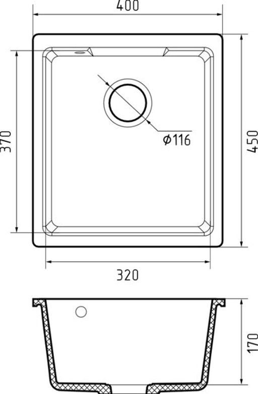 Мойка GRANFEST URBAN UR-4540 подстольный монтаж 450*400мм 1 чаша (серый)