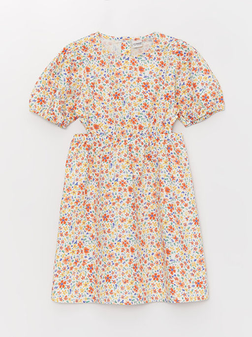 Bisiklet Yaka Desenli K?sa Kollu K?z ?ocuk Elbise Anne K?z Kombini - Waikiki фото 2