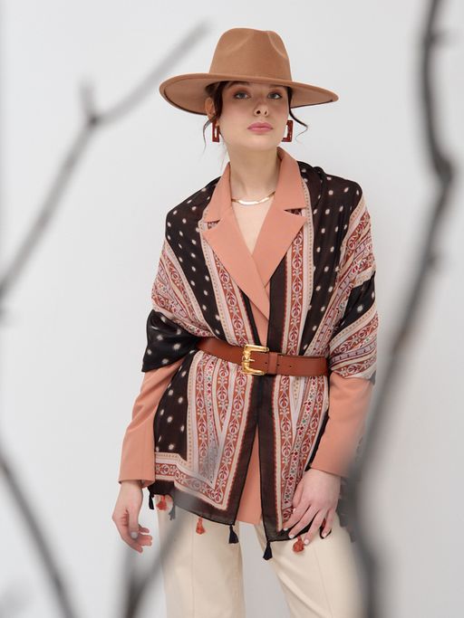 Большой, легкий, двусторонний палантин с принтом - Tantino фото 2