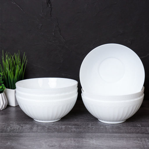 Набор суповых тарелок 6 штук Богатырь 1100 мл 175 мм белый А фактурная Египет / LMW-70 (WHITE) /уп 8/ - Галеонтрейд фото 3