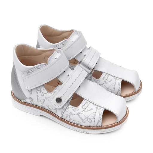 Сандалии детские 26033 кожа, ЛАНДЫШ серебристый/бабочки - Tapiboo фото 8
