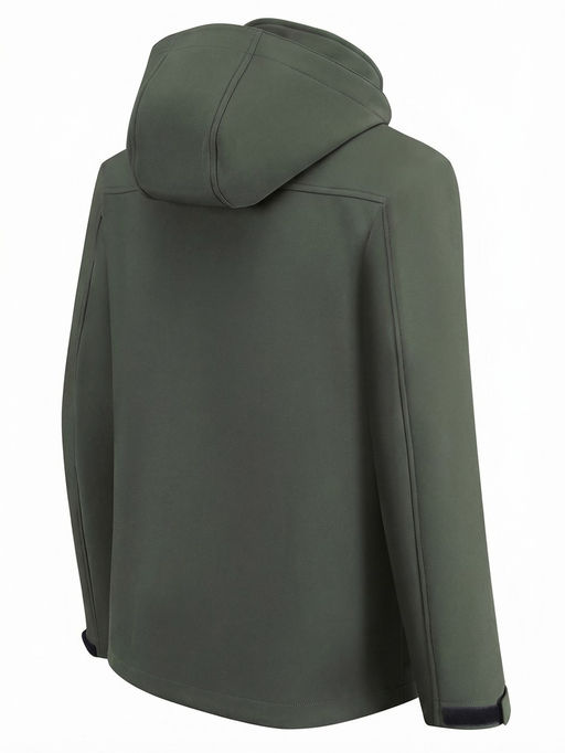 Ветровка мужская софтшелл виндстоппер с капюшоном спортивная цвета хаки 9617_1Kh