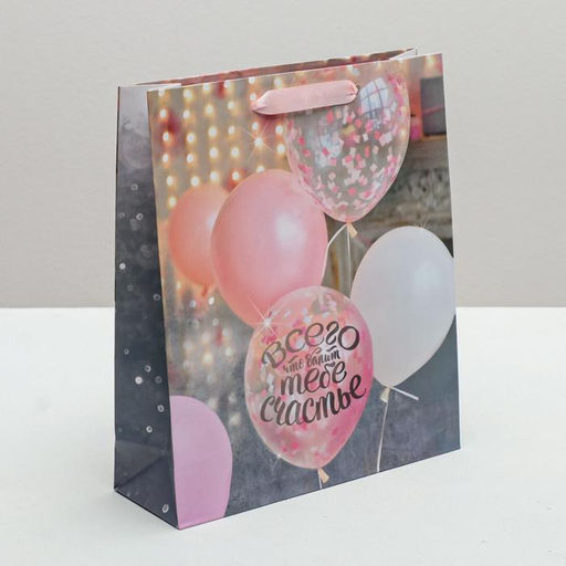 Пакет подарочный ламинированный, упаковка, «Счастья тебе!», ML 23 х 27 х 11.5 см