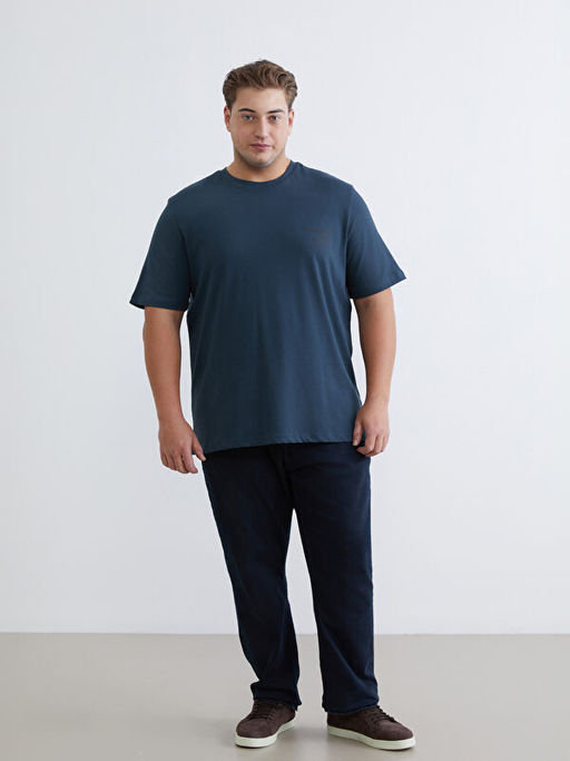 B?y?k Beden Bask?l? Penye Erkek Ti??rt