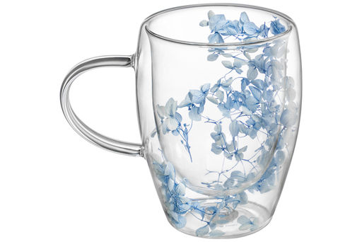 Кружка 350 мл 13,3*9*11,5 см Crystal glass с двойными стенками, с декором из сухих цветов - Elan gallery фото 5