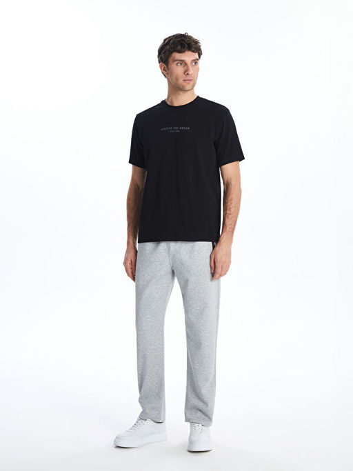 Bisiklet Yaka Bask?l? Erkek Ti??rt