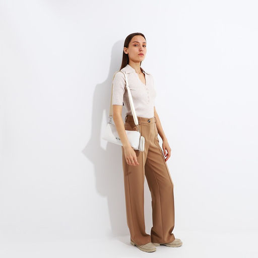 Сумка женская кросс-боди на молнии, 31×7×13 см, белая