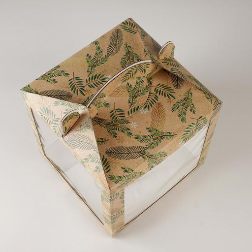 Цена за 5 шт. Коробка кондитерская новогодняя с окном, сундук, «Сказка» 20×20×20 см