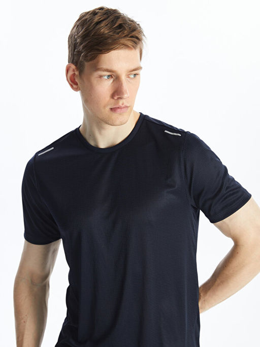 Bisiklet Yaka K?sa Kollu Erkek Spor Dokulu Ti??rt - Waikiki фото 2