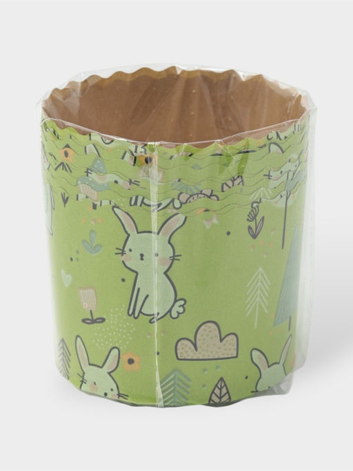 Цена за 2 шт. Формы для выпечки кулича бумажные «Зайки в лесу», одноразовые, набор 10 шт., 7×6 см, зелёные