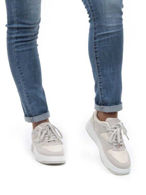 05-6029-36 GRAY/BEIGE Кроссовки женские (искусственные материалы) - No name фото 3