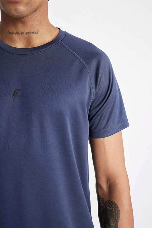 DeFactoFit Облегающая футболка с круглым вырезом и принтом в стиле спортсмен с короткими рукавами  фото 5